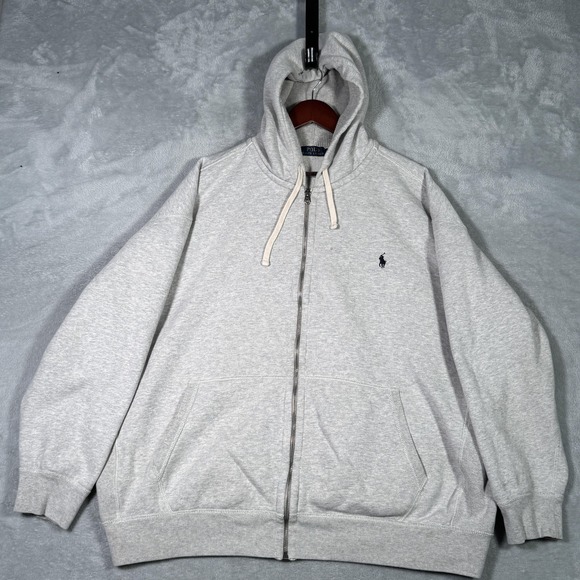 Polo Ralph Lauren Other - Polo Ralph Lauren Hoodie Mens 3XB 3XL Big Gray Full Zip Fleece Sweatshirt *FLAW